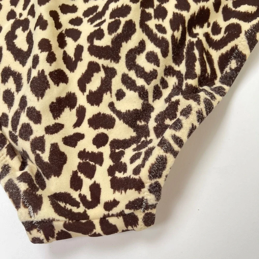 Crewcuts Leopard Print One Piece Swimsuit Girls Size 10 Tan Brown Animal Print